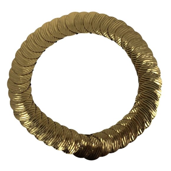 VTG Gold Tone Textured Disc Elastic Belt Clasp Closure Stretchable 22 -34" - Picture 1 of 5